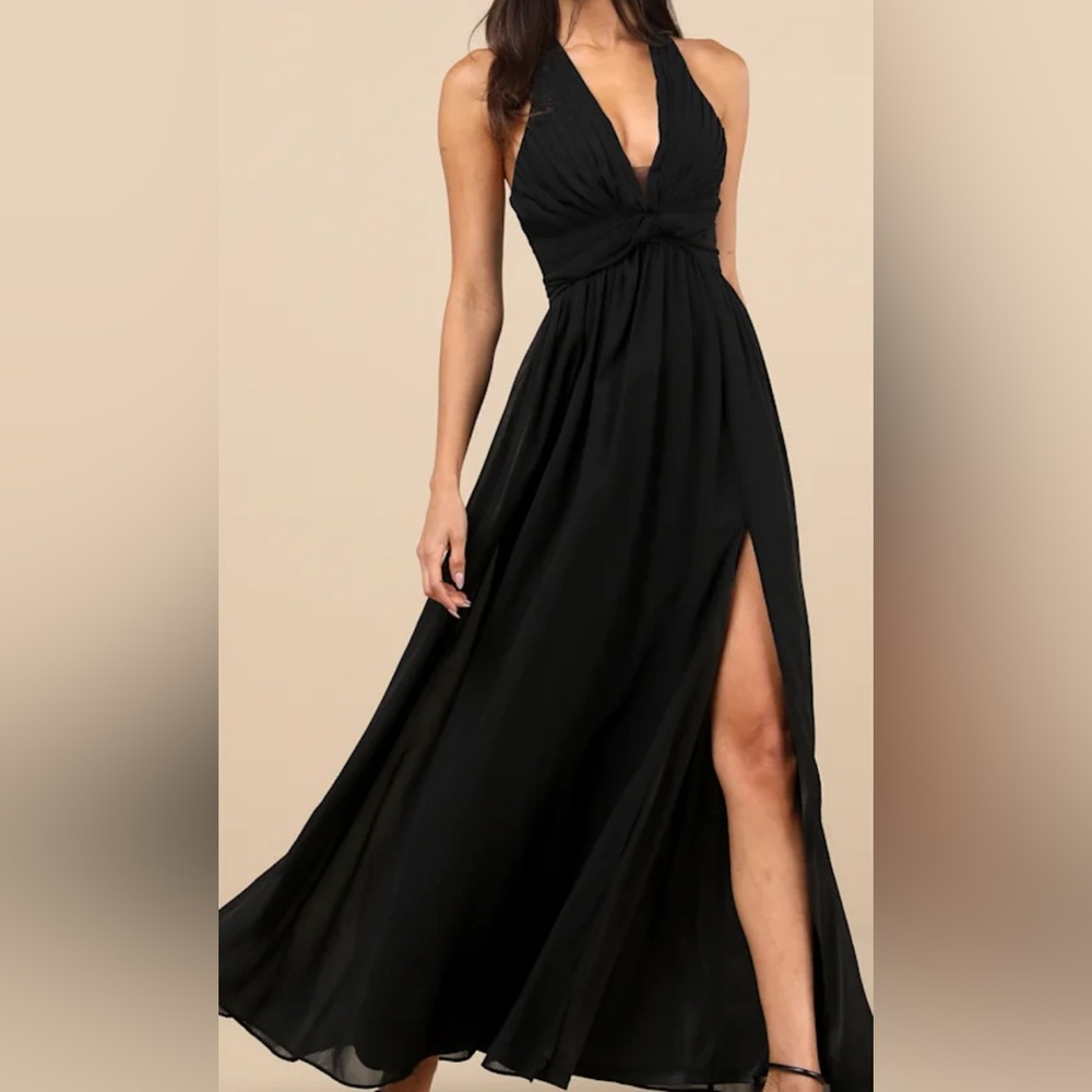 Lulu's Black Halter Maxi Dress